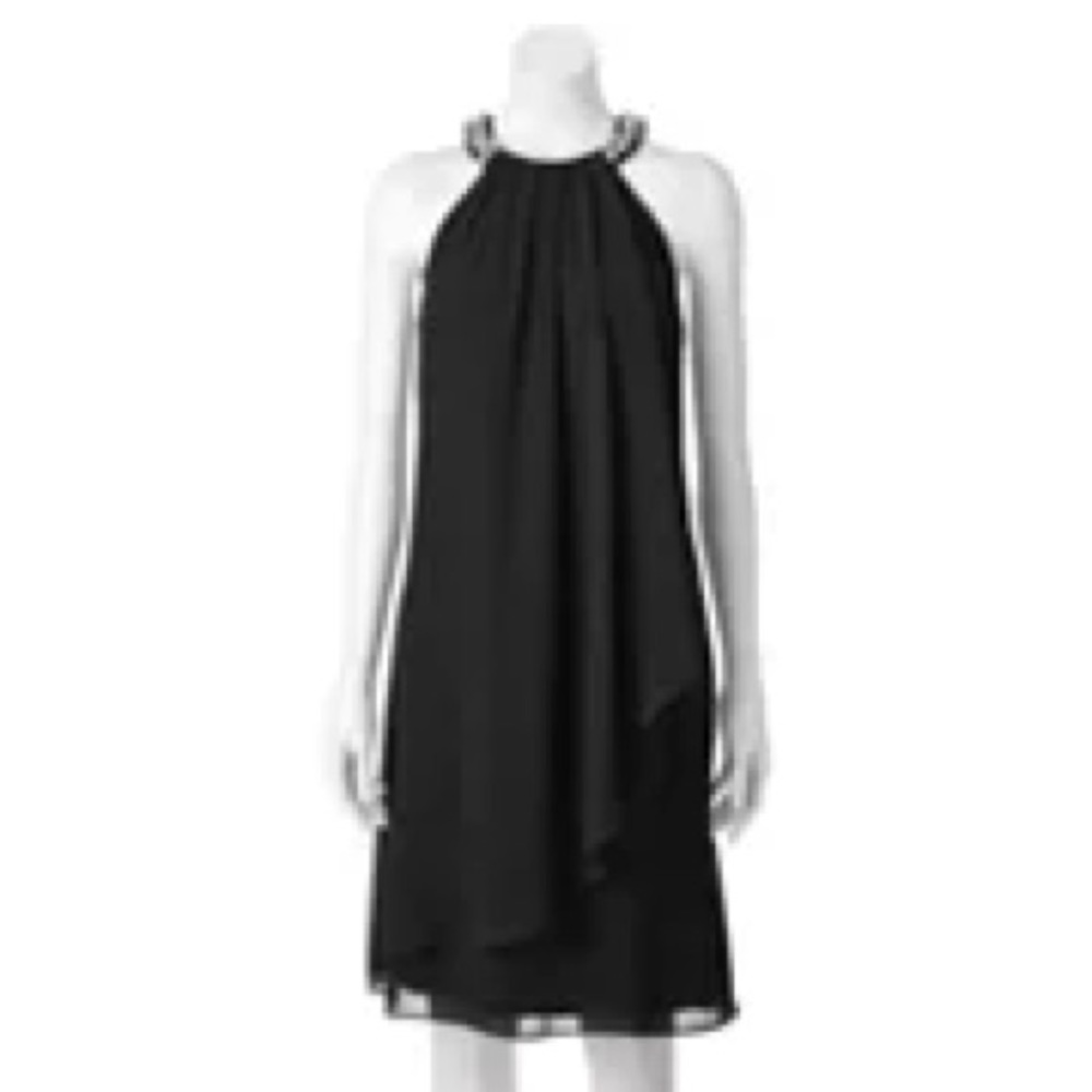 Kohl’s Scarlett Beaded Halter Dress Size 14 Black